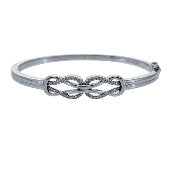 Vintage PAJ Sterling Silver 925 Diamond 0.24tcw Infinity Knot Bangle Bracelet 7" - Picture 1 of 8